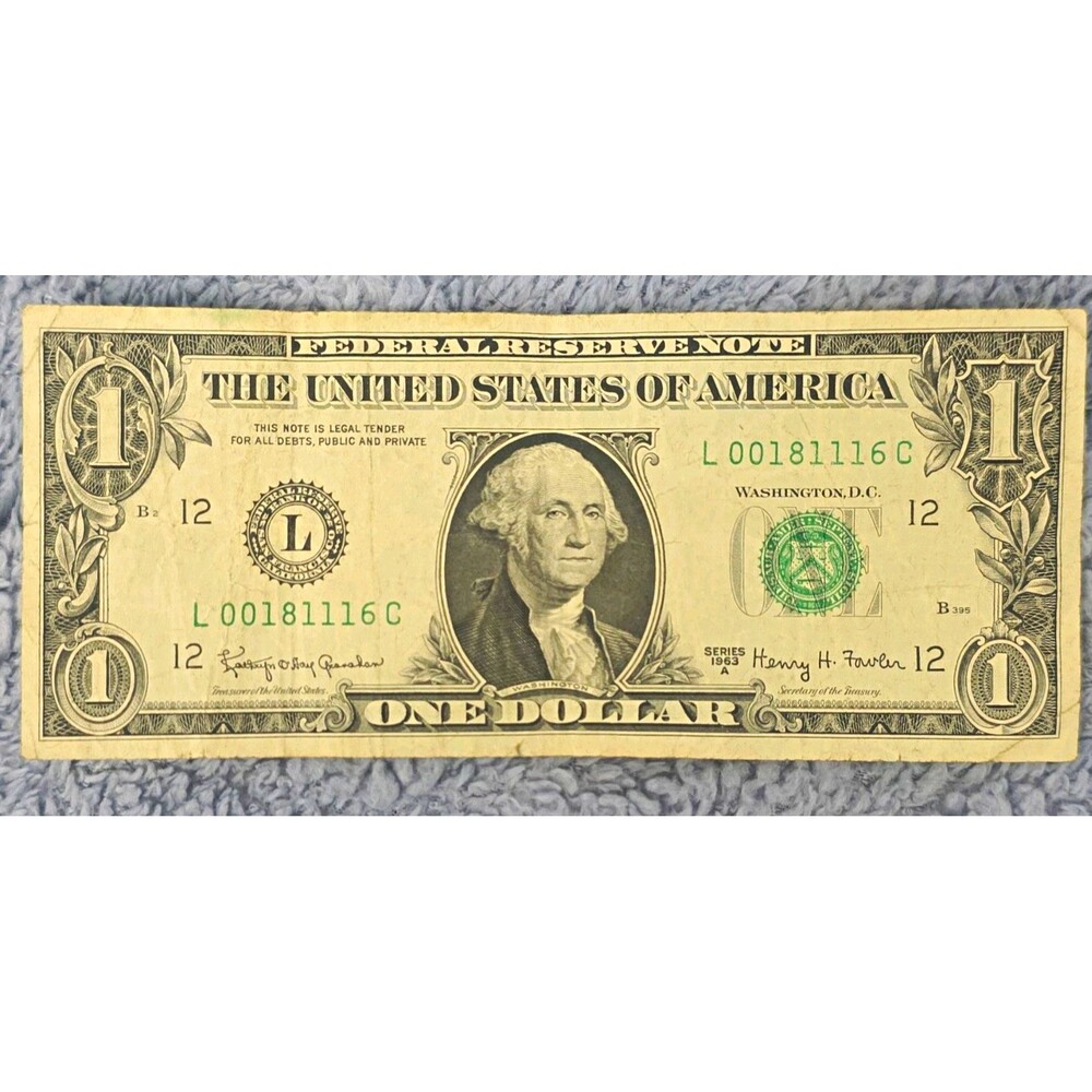 1963 $1 Federal Reserve Note Banknote - George Washington One Dollar Bill
